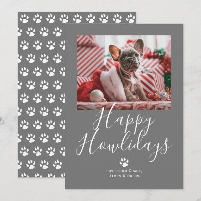 Happy Howlidays Pet Dog Christmas Holiday Card (Front/Back)