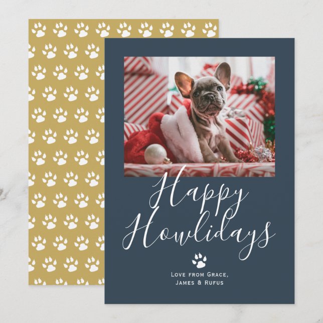 Happy Howlidays Pet Dog Christmas Holiday Card (Front/Back)