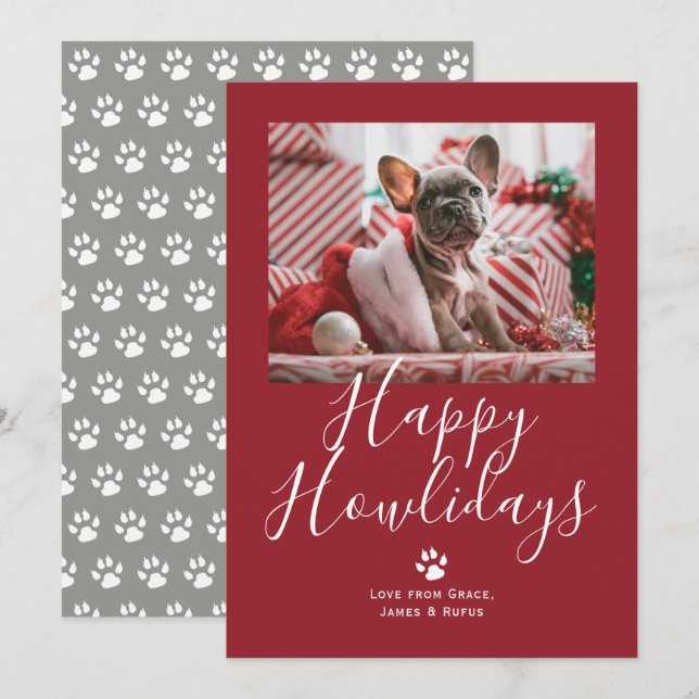 Happy Howlidays Pet Dog Christmas Holiday Card (Front/Back)
