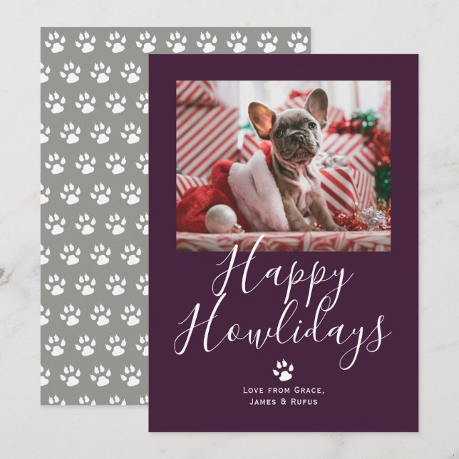 Happy Howlidays Pet Dog Christmas Holiday Card (Front/Back)