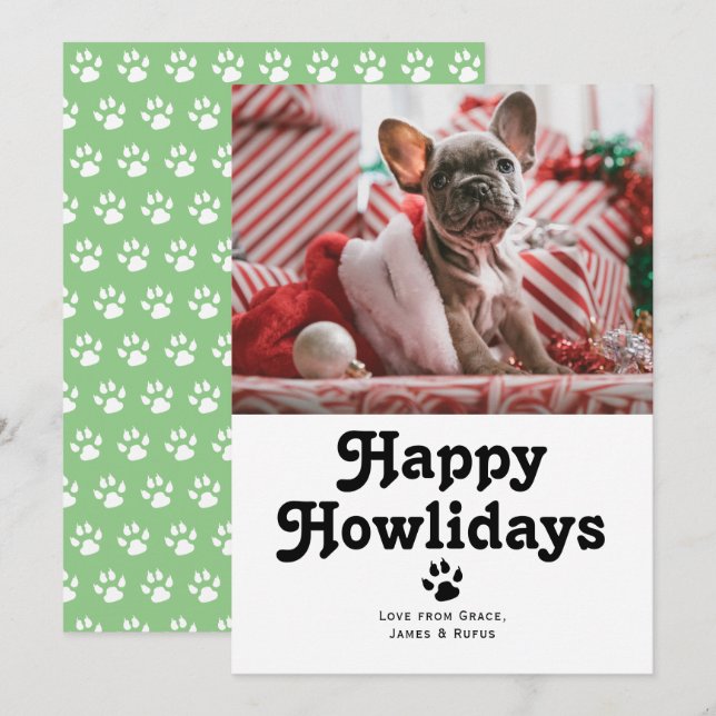 Happy Howlidays Pet Dog Christmas Holiday Card (Front/Back)