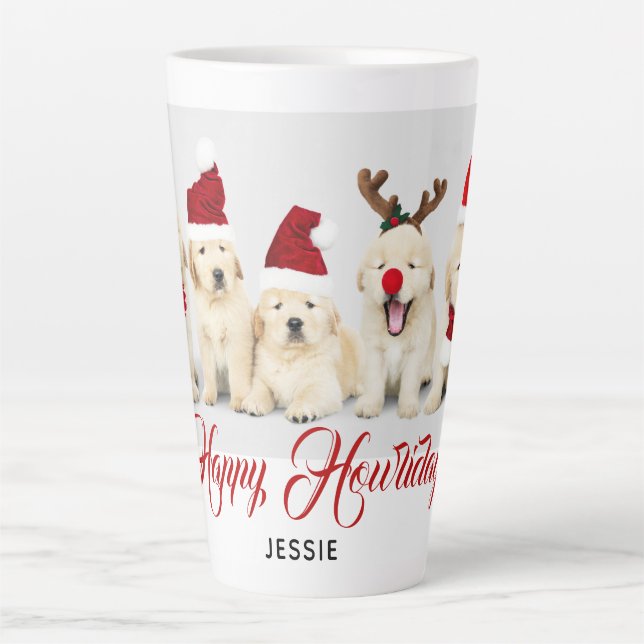 Happy Howlidays Pet Dog Holiday Photo | Christmas Latte Mug (Front)