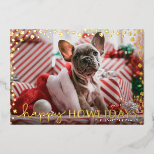 Happy Howlidays Pet Lover Gold Foil Holiday Card