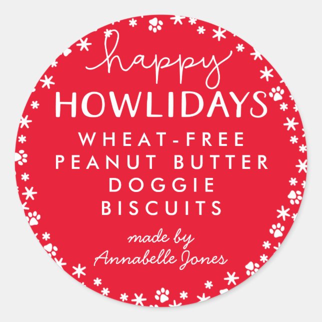 Happy Howlidays Pet Lover Holiday Treat Sticker (Front)