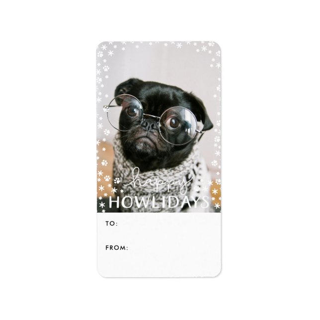 Happy Howlidays Pet Lover Photo Holiday Gift Tag (Front)