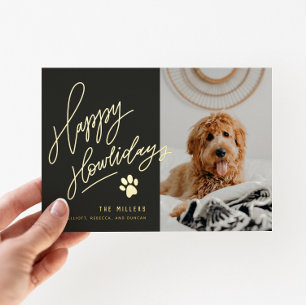 Happy Howlidays Pet Photo Christmas Foil Holiday Card