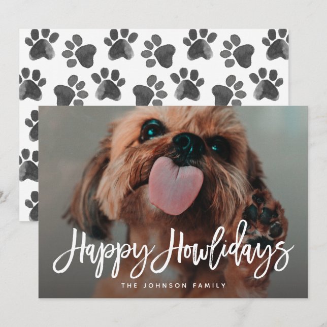 Happy Howlidays Pet Photo Christmas Holiday Card (Front/Back)