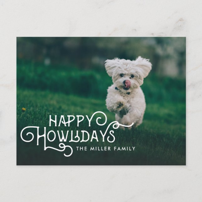 Happy Howlidays | Pet Photo Holiday Postcard (Front)