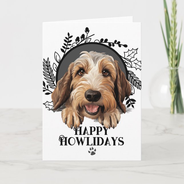 Happy Howlidays Petit Basset Griffon Vendeen Dog Holiday Card (Front)