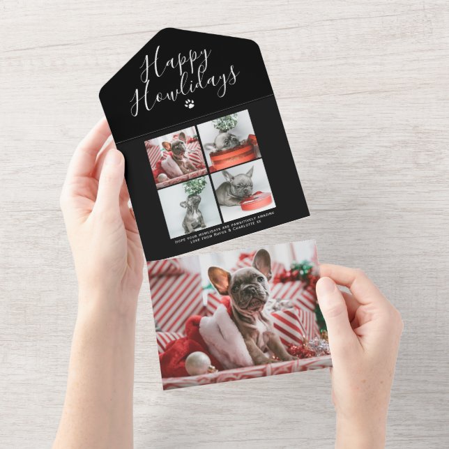 Happy Howlidays Photo Collage Dog Christmas Card (Tearaway)