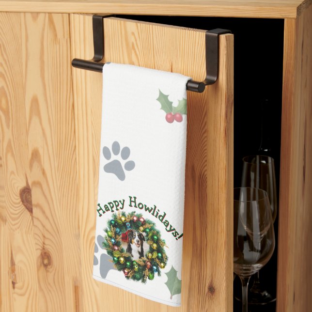 Happy Howlidays Photo Image Tea Towel (Thirds Fold)