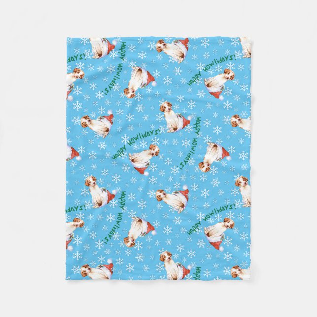Happy Howlidays Pointer Fleece Blanket (Front)