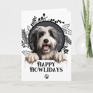 Happy Howlidays Polish Lowland Sheep Dog Christmas Holiday Card