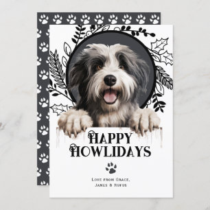 Happy Howlidays Polish Lowland Sheep Dog Christmas Holiday Card