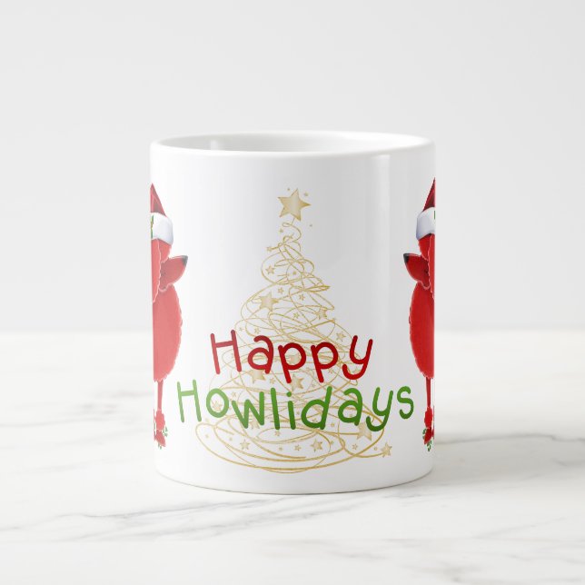 Happy Howlidays Poodles Large Coffee Mug (Front)
