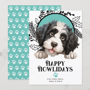 Happy Howlidays Portuguese Water Dog Christmas Holiday Card