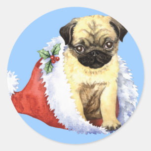 Happy Howlidays Pug Classic Round Sticker