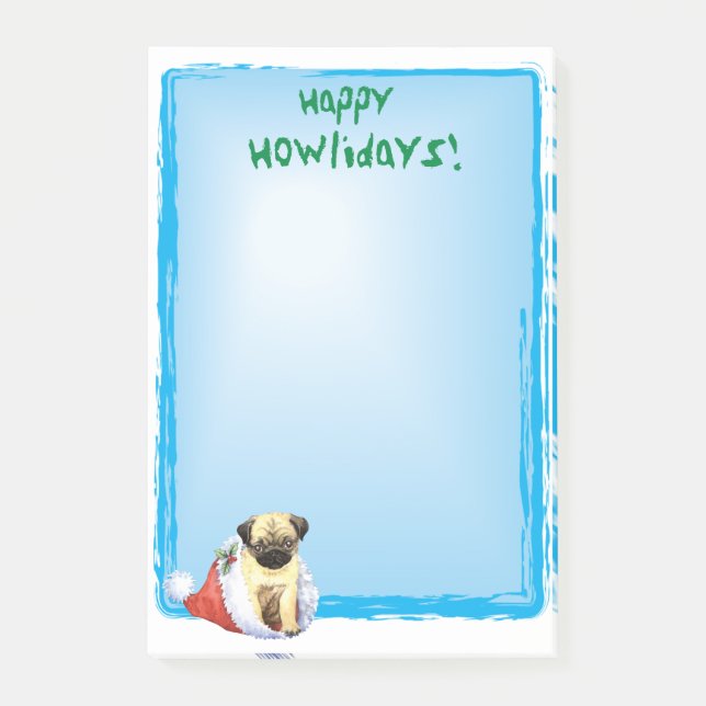 Happy Howlidays Pug Post-it Notes (Front)