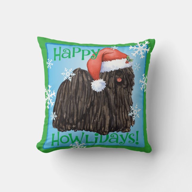 Happy Howlidays Puli Cushion (Front)