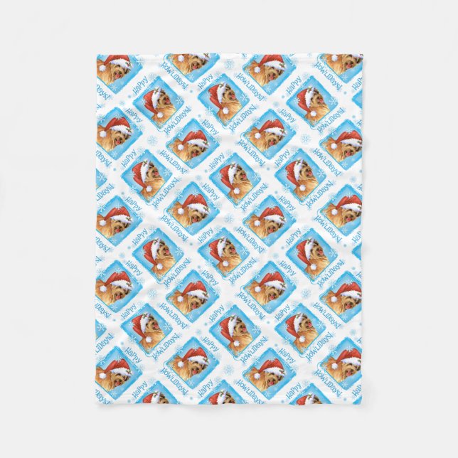 Happy Howlidays Pyrenean Shepherd Fleece Blanket (Front)
