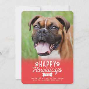 Happy Howlidays Red Christmas Dog Photo Card