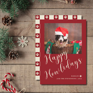Happy Howlidays Red Dog Photo  Holiday Card