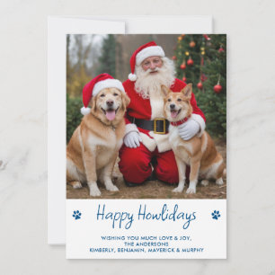 Happy HOWLidays Red Green Puppy Dog Pet Photo Holiday Card