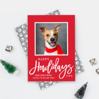 Happy Howlidays Red Paw Print Pet Photo