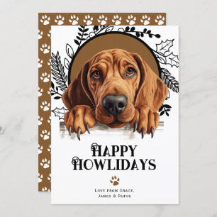 Happy Howlidays Redbone Coonhound Dog Christmas Holiday Card