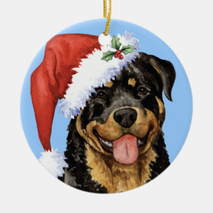 Happy Howlidays Rottweiler Ceramic Tree Decoration