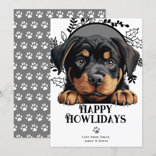 Happy Howlidays Rottweiler Dog Christmas  Holiday Card