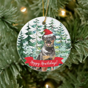Happy Howlidays Rottweiler Dog Christmas Ornament