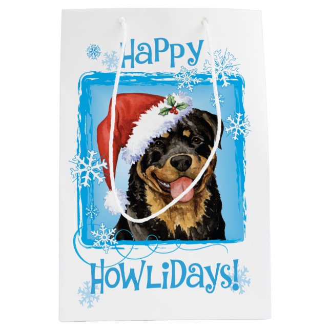 Happy Howlidays Rottweiler Medium Gift Bag (Front)