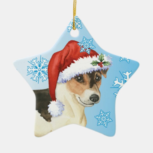Happy Howlidays Russell Terrier Ceramic Tree Decoration (Front)