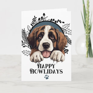 Happy Howlidays Saint Bernard Dog Christmas Holiday Card