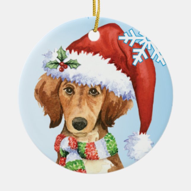 Happy Howlidays Saluki Ceramic Tree Decoration (Front)