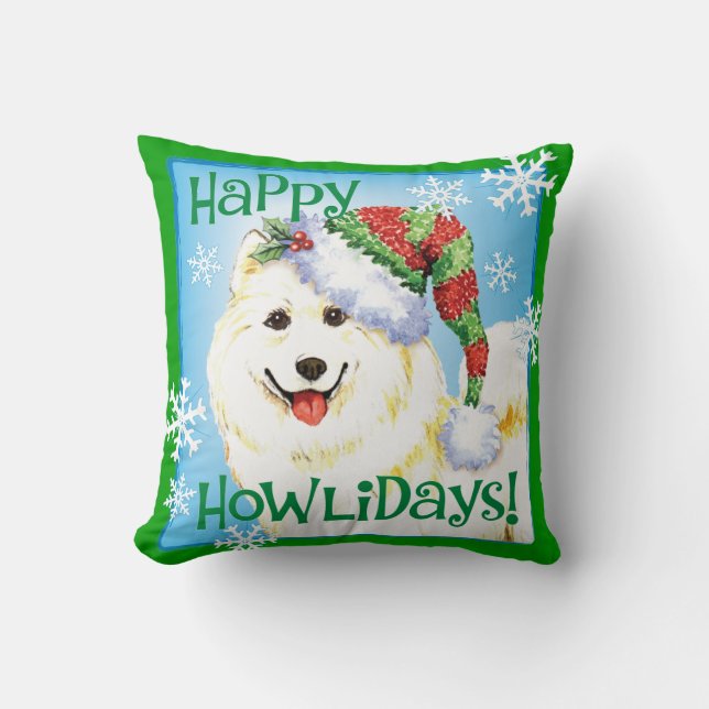Happy Howlidays Samoyed Cushion (Front)