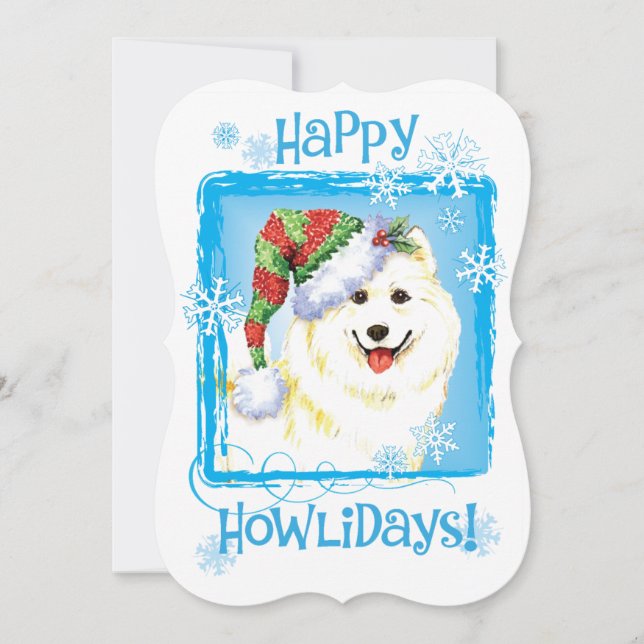 Happy Howlidays Samoyed Holiday Card (Front)