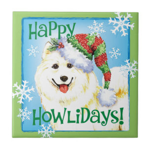 Happy Howlidays Samoyed Tile