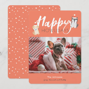 Happy Howlidays Santa Puppies Red Holiday Card