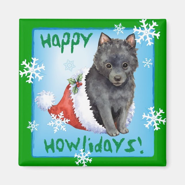 Happy Howlidays Schipperke Magnet (Front)