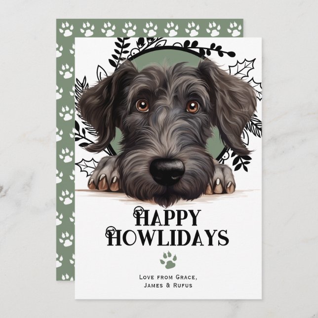 Happy Howlidays Scottish Deerhound Dog Christmas Holiday Card (Front/Back)