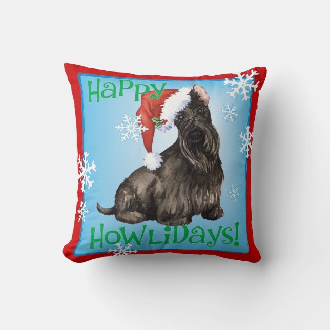 Happy Howlidays Scottish Terrier Cushion (Front)