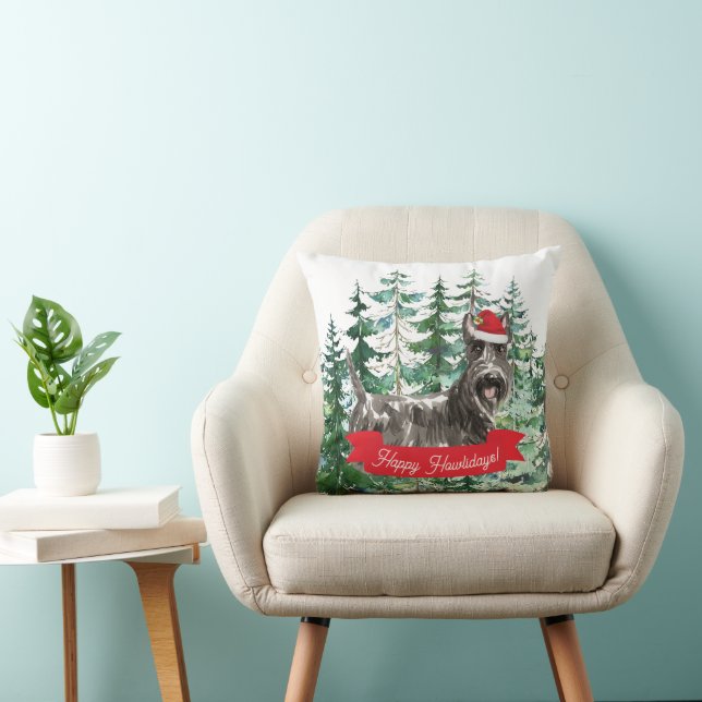 Happy Howlidays Scottish Terrier Dog Christmas Cushion (Chair)