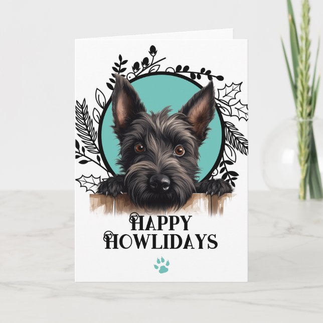 Happy Howlidays Scottish Terrier Dog Christmas Holiday Card (Front)