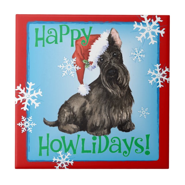 Happy Howlidays Scottish Terrier Tile (Front)