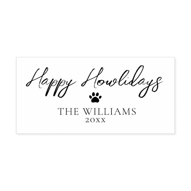 Happy Howlidays Script Personalised Christmas Self-inking Stamp (Design)