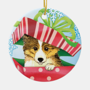 Happy Howlidays Sheltie Ceramic Tree Decoration