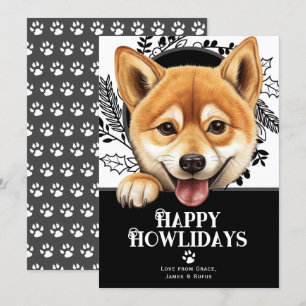 Happy Howlidays Shiba Inu Dog Christmas Holiday Card