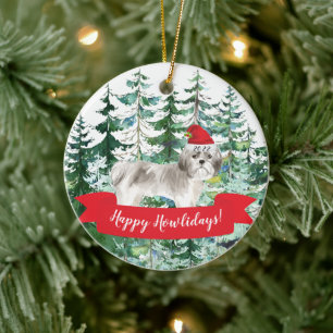Happy Howlidays Shih tzu Dog Christmas Ornament